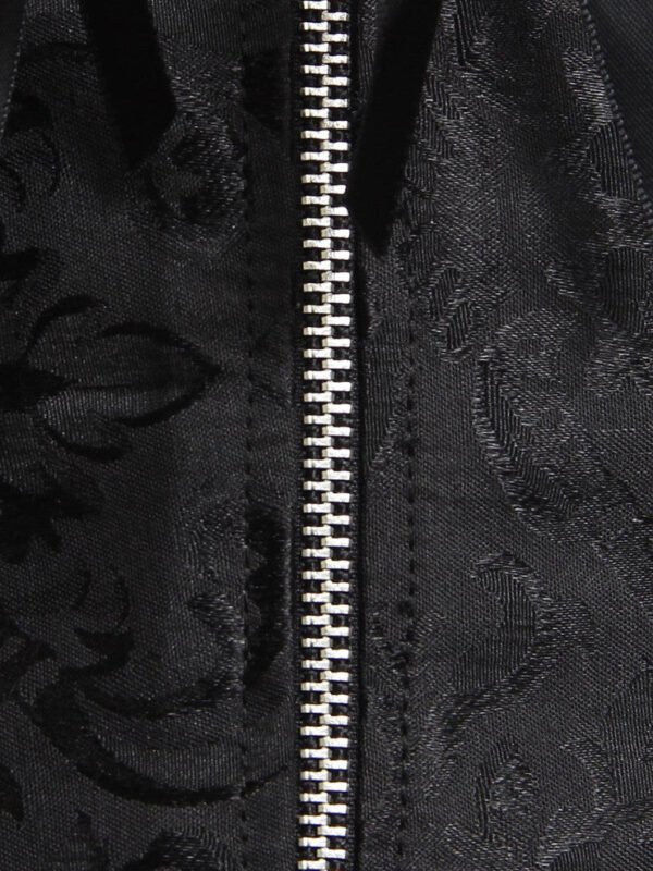 Black Zip Jacquard Gothic Steel Boned Overbust Corset