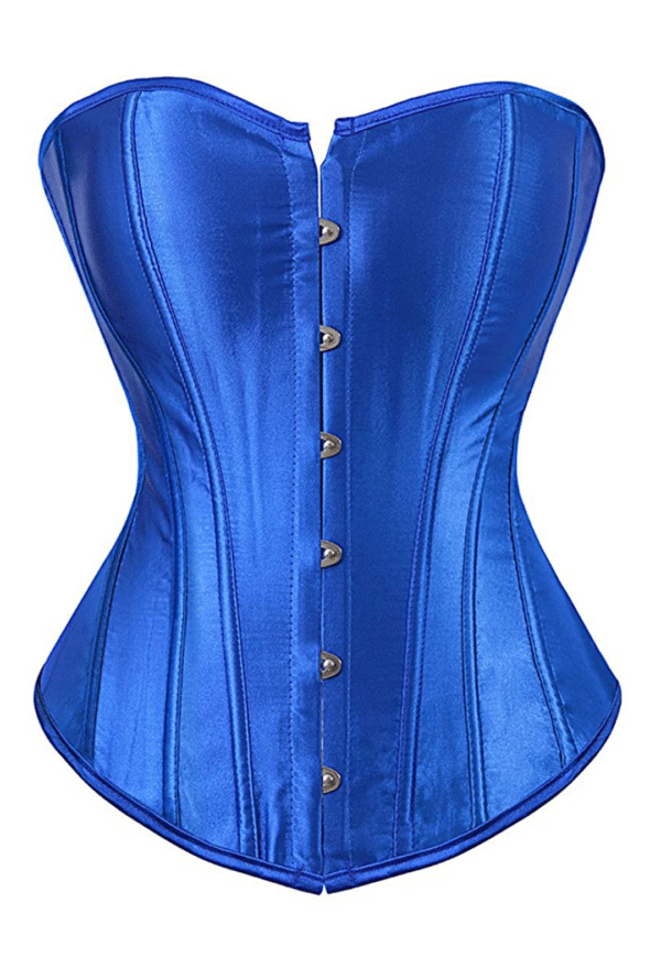Blue Classic Steel Boned Satin Overbust Corset