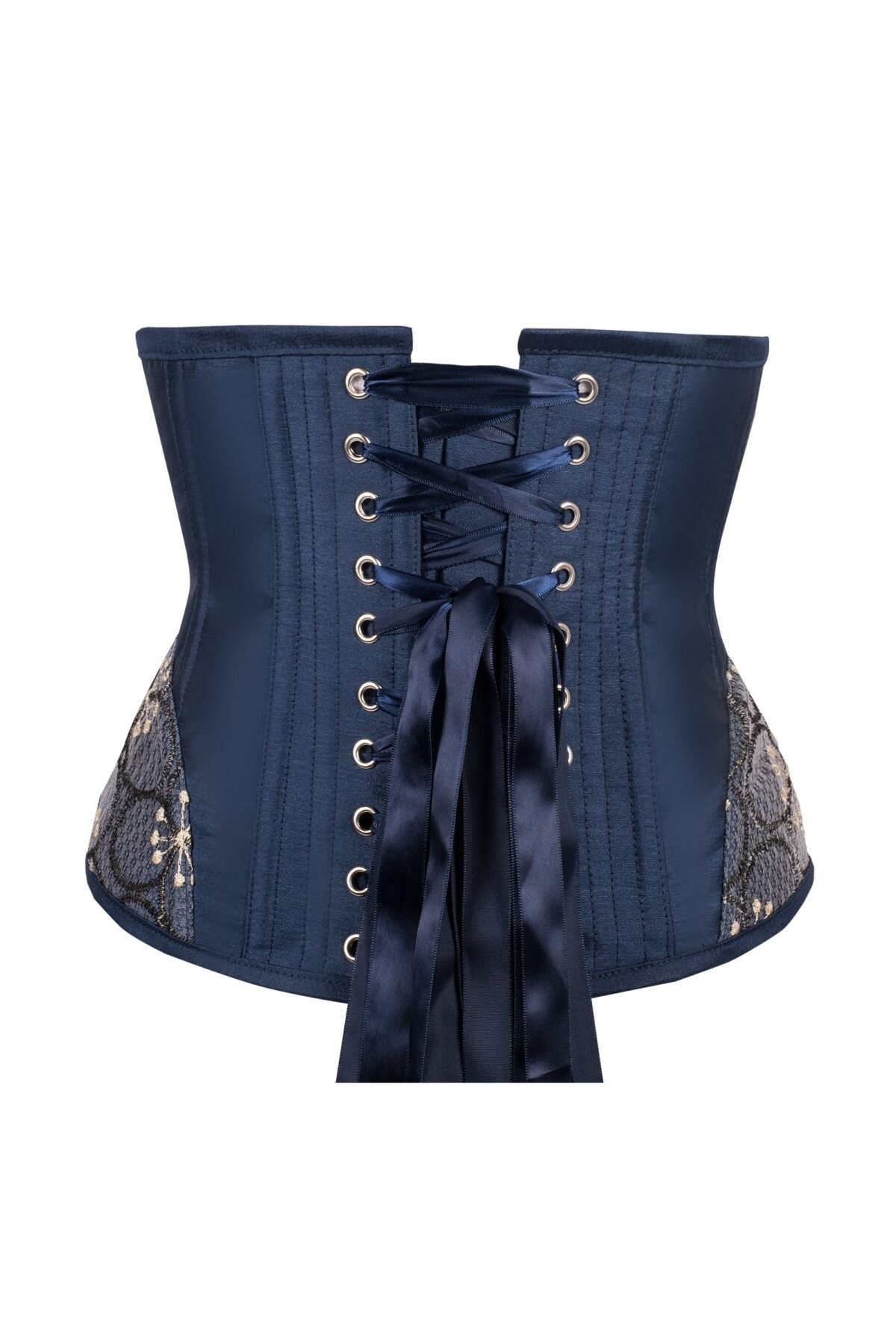 Blue Underbust With Shimmering Half Corset With Hip Panels