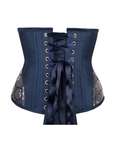 Blue Underbust With Shimmering Half Corset With Hip Panels