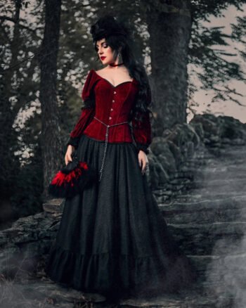 Gothic Cosplay Witch Corset Vampire Gown Dress