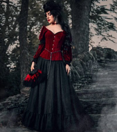Gothic Cosplay Witch Corset Vampire Gown Dress