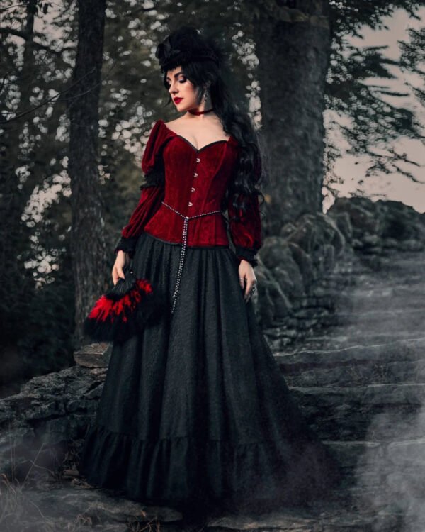 Gothic Cosplay Witch Corset Vampire Gown Dress
