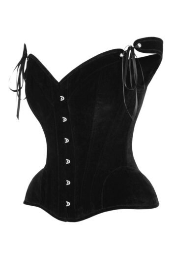 Gothic Velvet Steel Boned Sleeved Overbust Corset