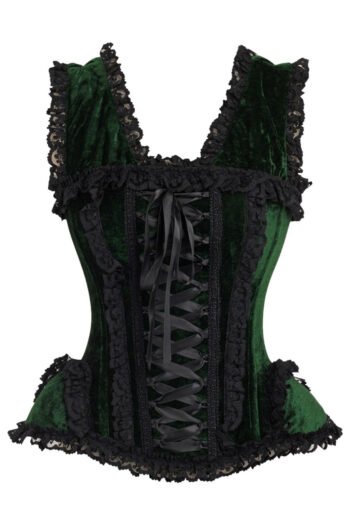 Green Velvet Overbust Premium Steel Boned Corset Top
