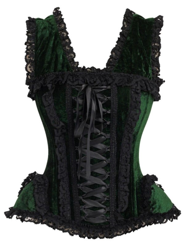 Green Velvet Overbust Premium Steel Boned Corset Top