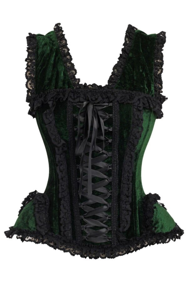 Green Velvet Overbust Premium Steel Boned Corset Top