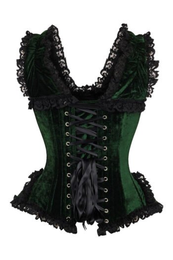Green Velvet Overbust Premium Steel Boned Corset Top