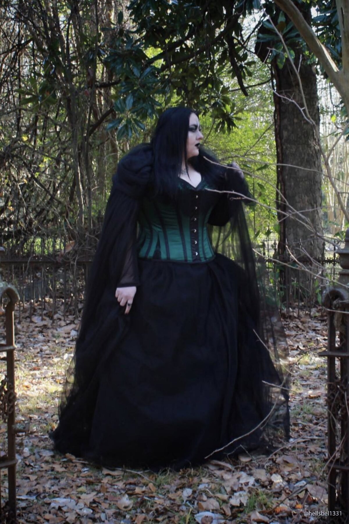Green Waist Training Overbust Steel Boned Witch Corset