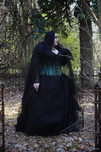 Green Waist Training Overbust Steel Boned Witch Corset