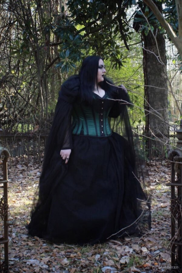 Green Waist Training Overbust Steel Boned Witch Corset