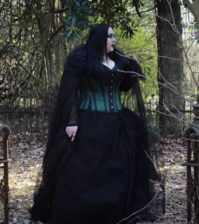 Green Waist Training Overbust Steel Boned Witch Corset