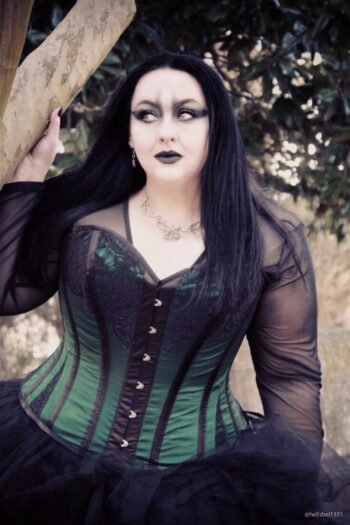 Green Waist Training Overbust Steel Boned Witch Corset