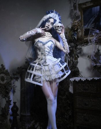 Halloween Gothic Romantic Bride Witch Corset Top