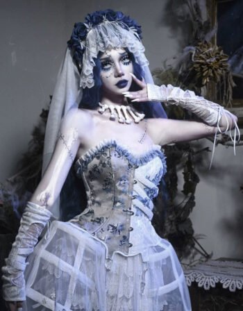 Halloween Gothic Romantic Bride Witch Corset Top