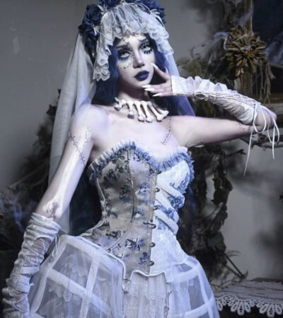 Halloween Gothic Romantic Bride Witch Corset Top