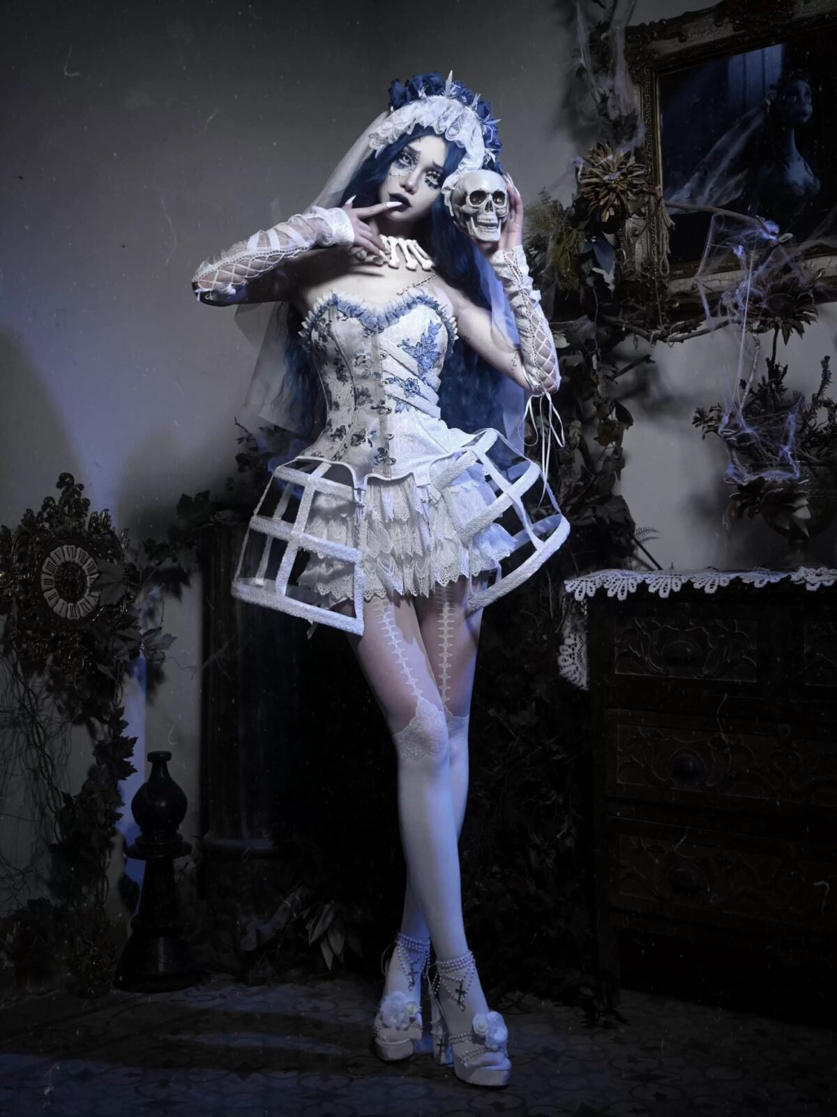 Halloween Gothic Romantic Bride Witch Corset Top