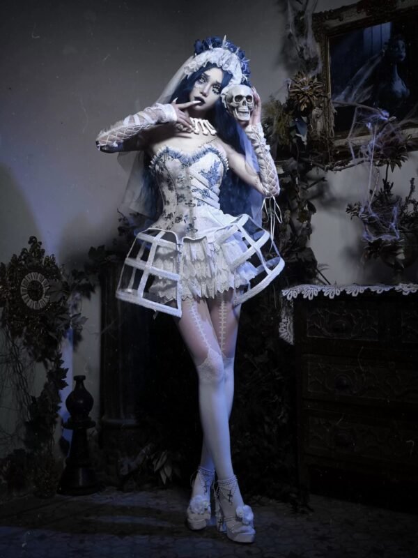 Halloween Gothic Romantic Bride Witch Corset Top