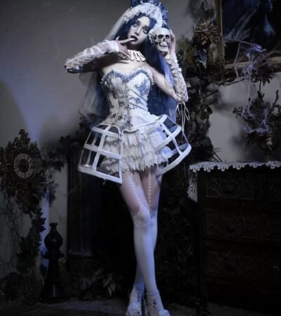 Halloween Gothic Romantic Bride Witch Corset Top