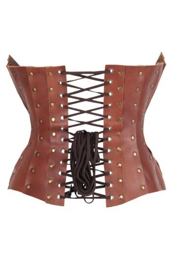 Handmade Leather Open Cup Half Corset With Antique Detailing