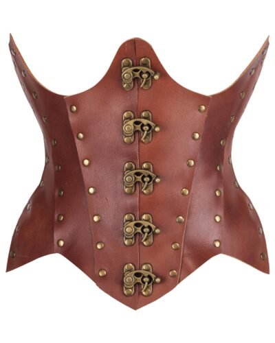 Handmade Leather Open Cup Half Corset With Antique Detailing