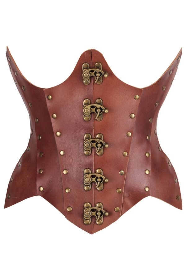 Handmade Leather Open Cup Half Corset With Antique Detailing