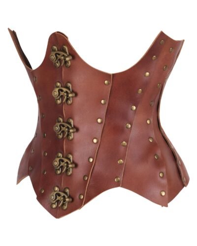 Handmade Leather Open Cup Half Corset With Antique Detailing