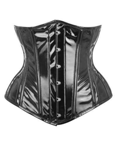 Long Black PVC Half Waist Taming Corset