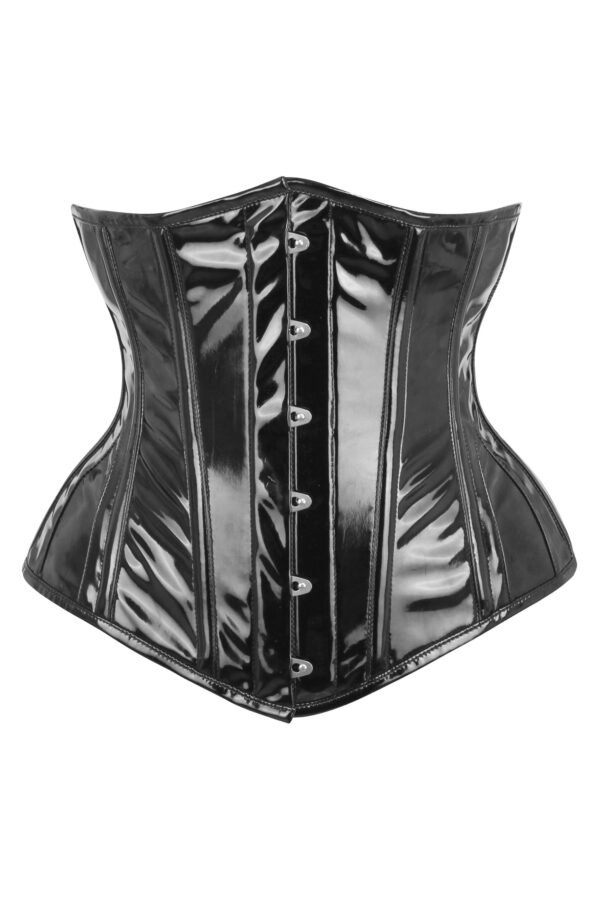 Long Black PVC Half Waist Taming Corset