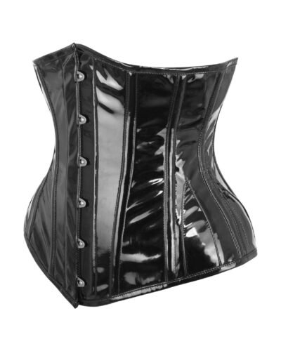Long Black PVC Half Waist Taming Corset