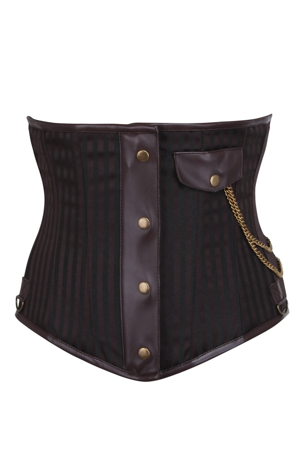 Punk Half Corset With Steel Busk And Pocket Chain