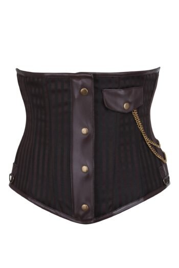 Punk Half Corset With Steel Busk And Pocket Chain