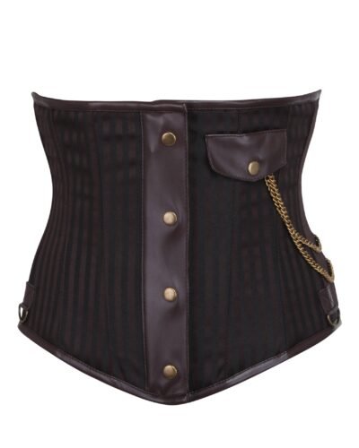Punk Half Corset With Steel Busk And Pocket Chain