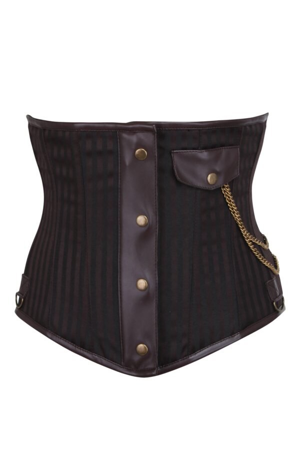 Punk Half Corset With Steel Busk And Pocket Chain