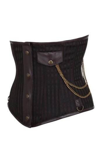 Punk Half Corset With Steel Busk And Pocket Chain