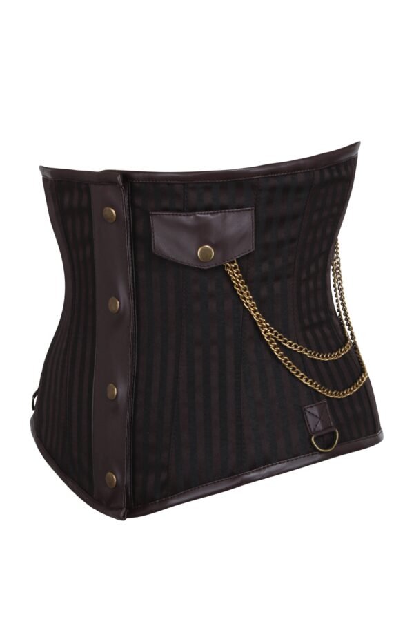 Punk Half Corset With Steel Busk And Pocket Chain