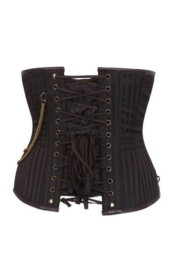 Punk Half Corset With Steel Busk And Pocket Chain