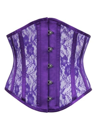 Purple Half Corset With Lace and Mesh Panels
