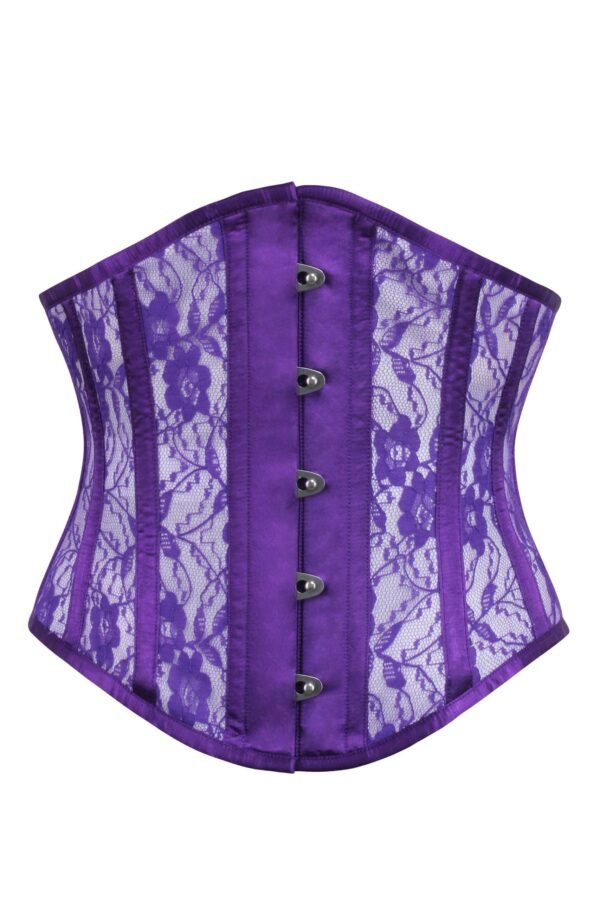 Purple Half Corset With Lace and Mesh Panels