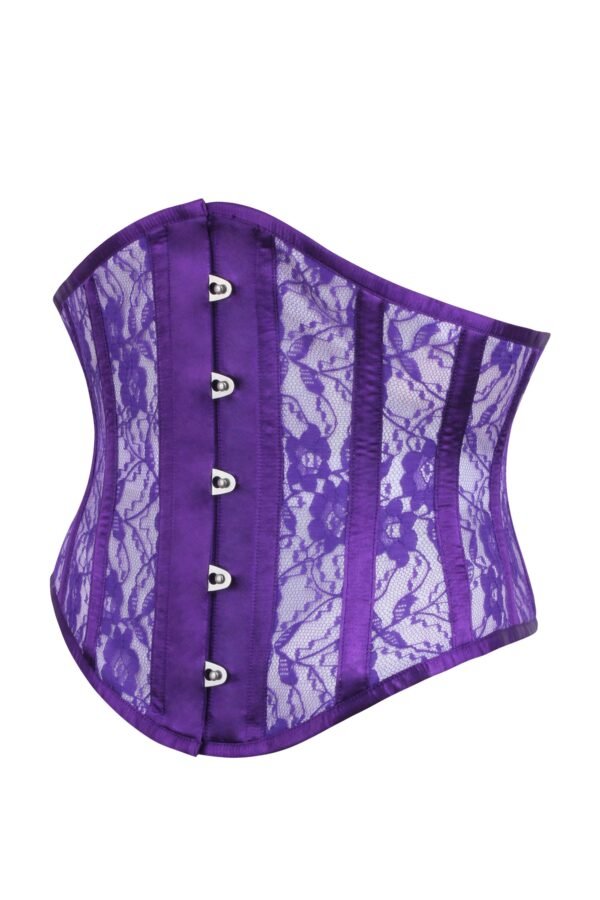 Purple Half Corset With Lace and Mesh Panels