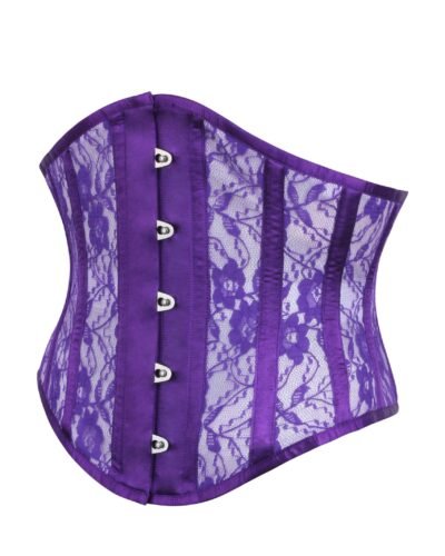 Purple Half Corset With Lace and Mesh Panels