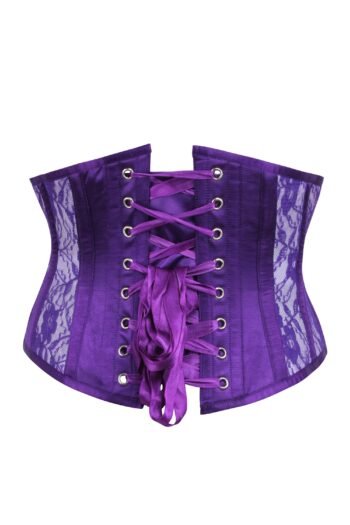 Purple Half Corset With Lace and Mesh Panels