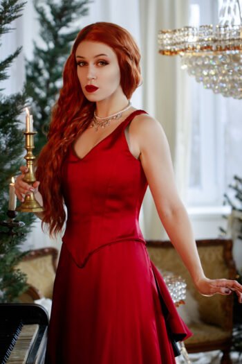 Red Halloween Vintage Witch Corset Dress