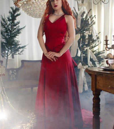 Red Halloween Vintage Witch Corset Dress