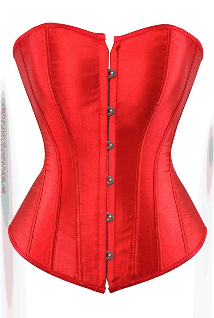 Red Satin Overbust Steel Boned Christmas Corset