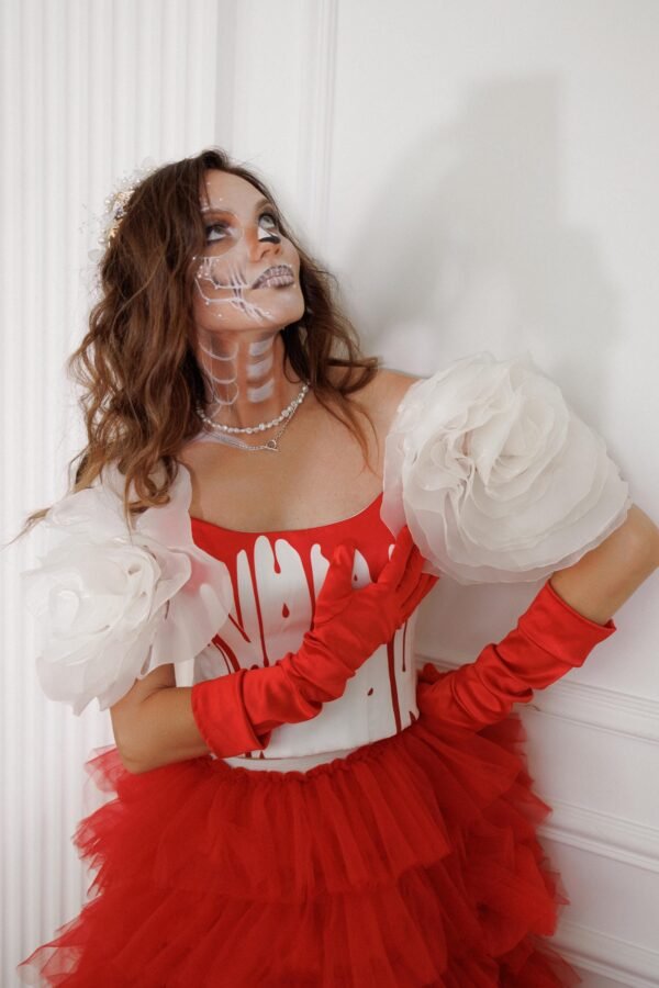 Red White With Painted Bloody Witch Corset