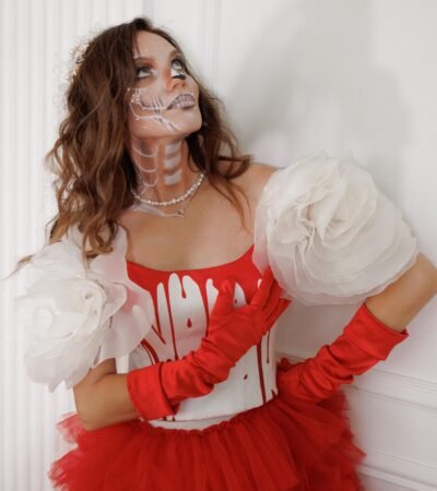 Red White With Painted Bloody Witch Corset