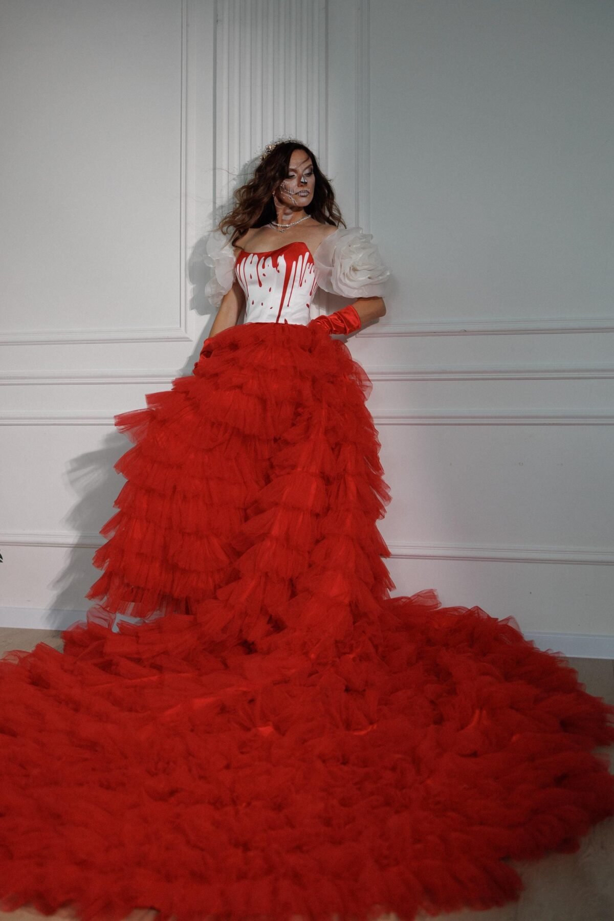 Red White With Painted Bloody Witch Corset