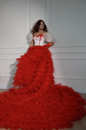 Red White With Painted Bloody Witch Corset