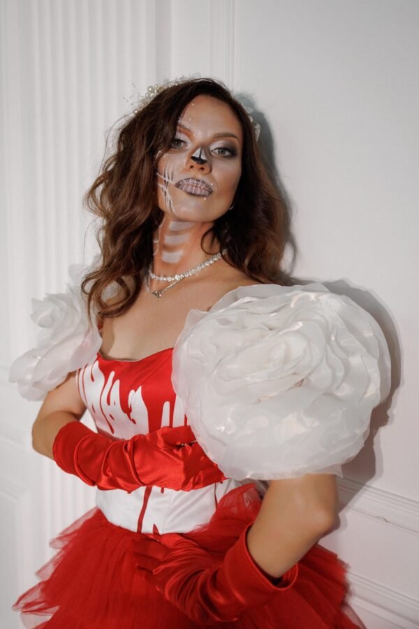 Red White With Painted Bloody Witch Corset